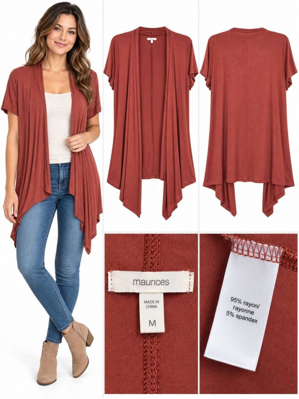 Maurices Pink Open Front Cardigan Long Sleeve Medium